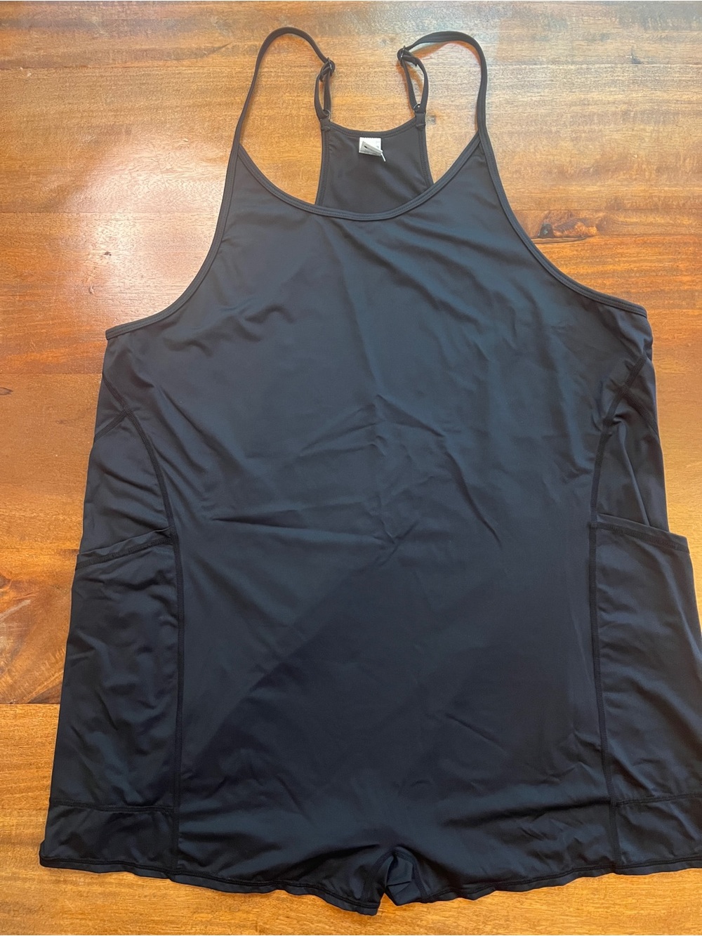 Halara Black Tank Top Romper Women's Size L Spaghetti Strap W/ Pockets